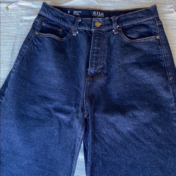 Women's A.N.A. Wide-Leg High-Waisted Dark Blue Jeans - Picture 6 of 14